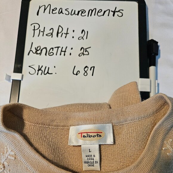 Vintage Talbots Button Front Cardigan 100% Wool Faux Pearl Embellishments Size L - Picture 8 of 8